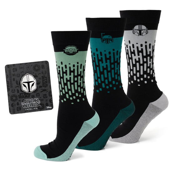 Star Wars Mandalorian 3-Pack Dress Sock and Lapel Pin Gift Set