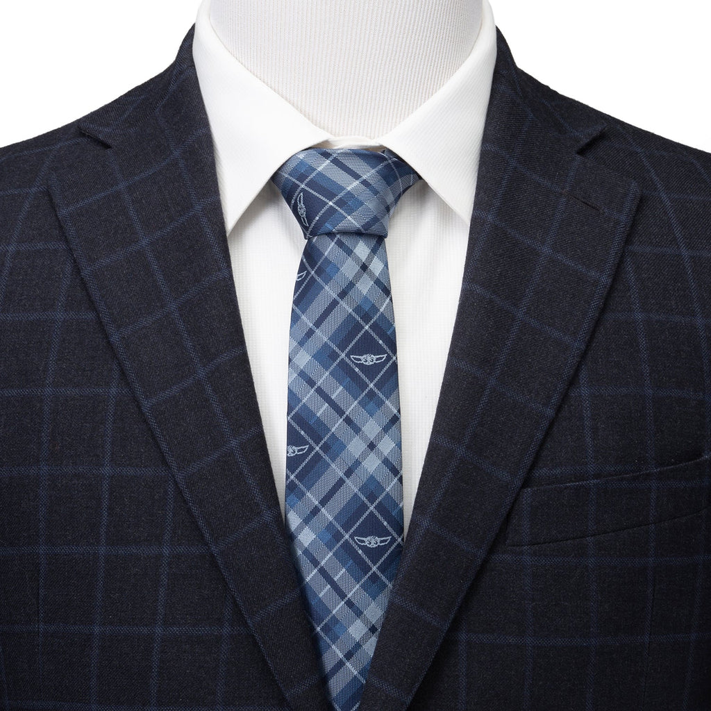 Star Wars Grogu Blue Plaid Tie
