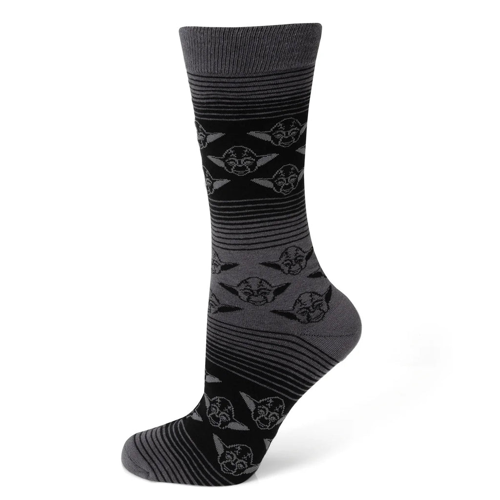 Star Wars Yoda Black Charcoal Dress Socks and Jedi Crest Lapel Pin Gift Set