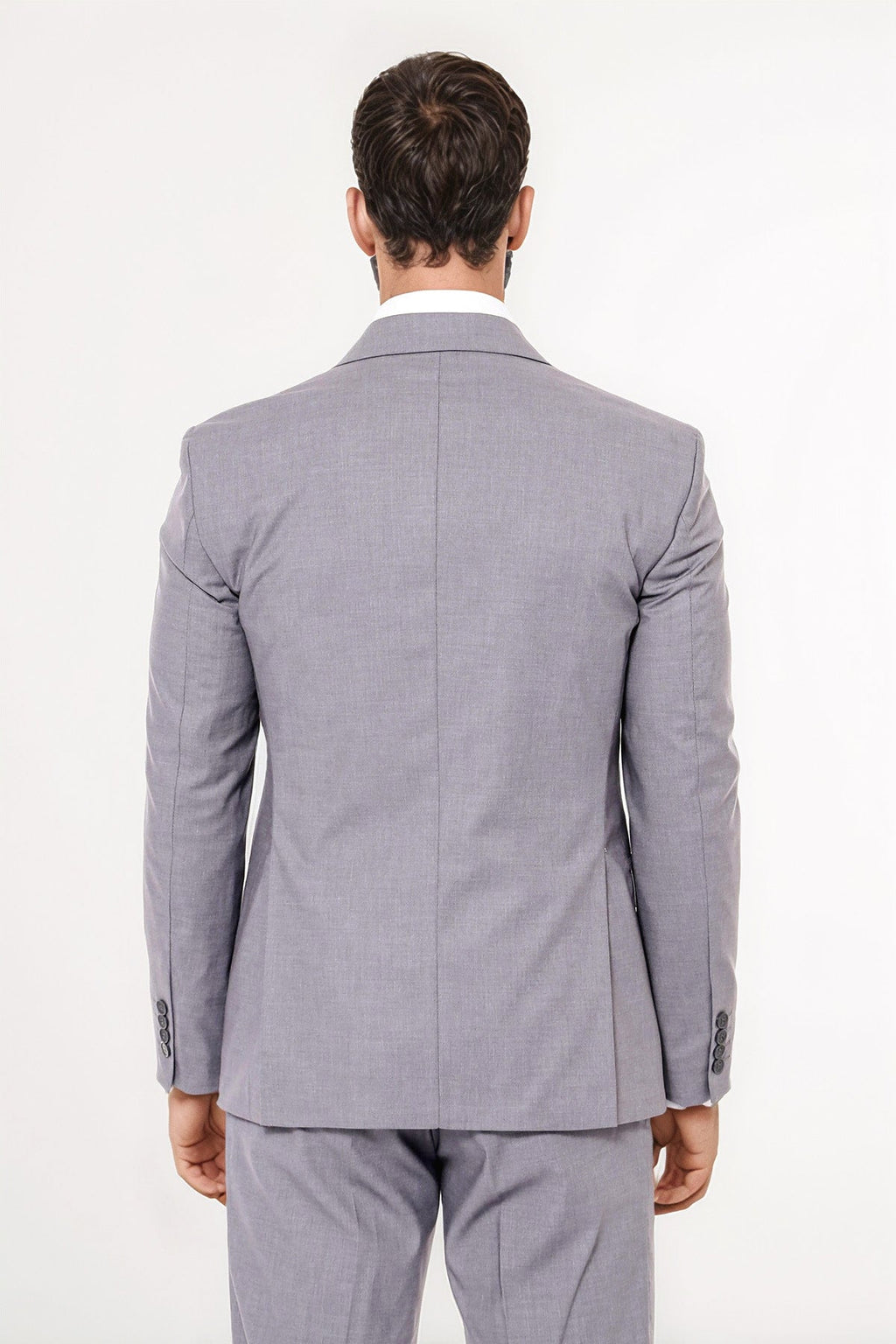 Grey Men's Plain Suit with Vest - Wessi