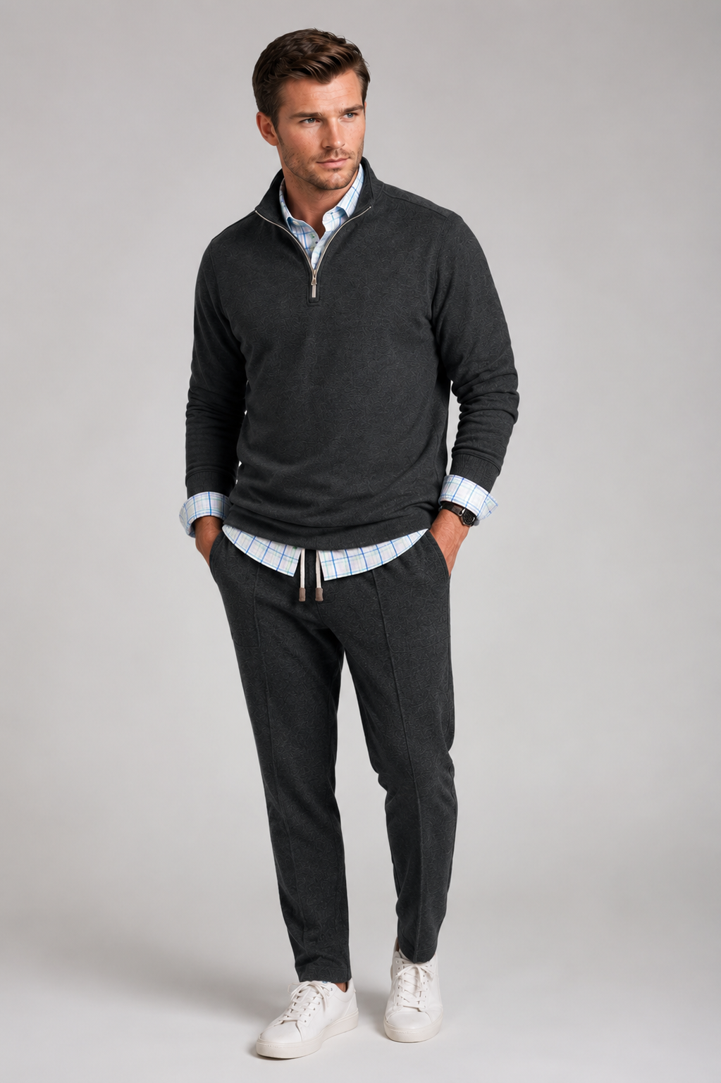 Voey Quarter Zip Sweatshirt - Charcoal Gray
