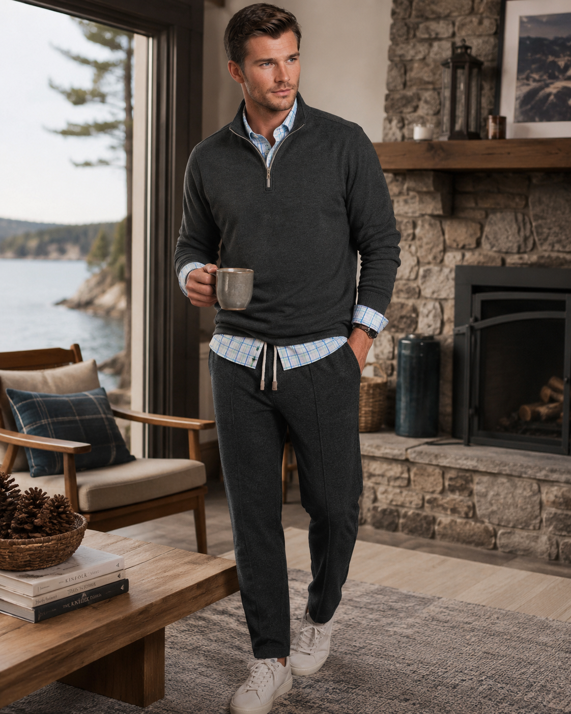 Voey Quarter Zip Sweatshirt - Charcoal Gray