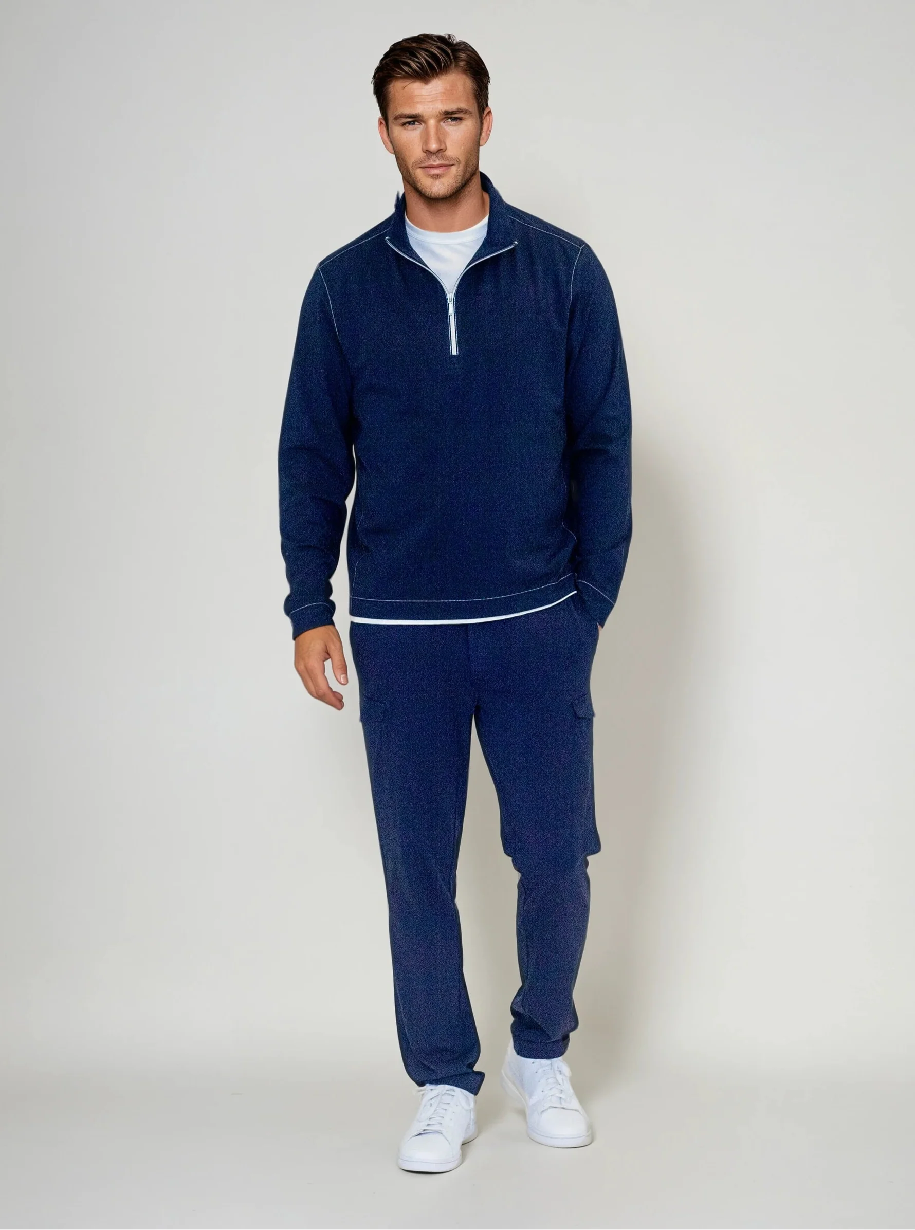 Buki Cinqo Travel Half Zip 2-Pack - Navy/White