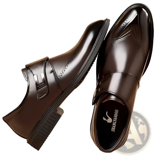 Full Grain Leather Brogue Dress Shoes with Pipe Toe