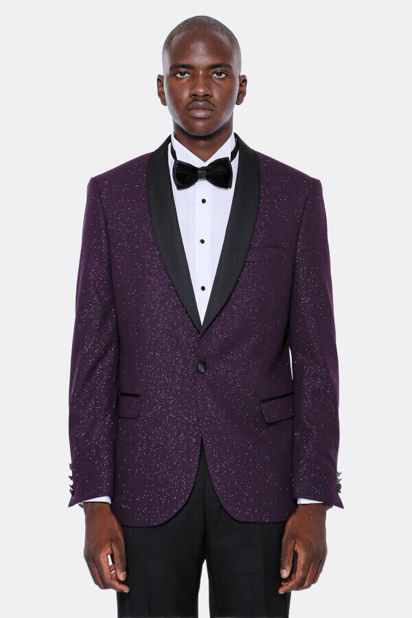 Burgundy Shawl Lapel Tuxedo Jacket - Wessi