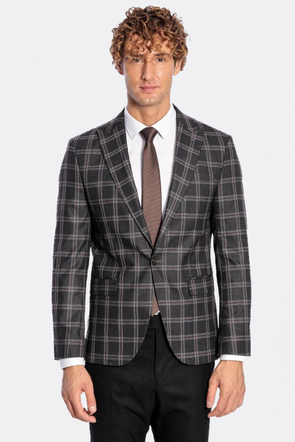 Slim Fit Peak Lapel Black Men Blazer - Wessi