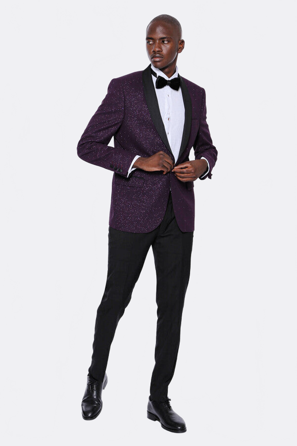 Burgundy Shawl Lapel Tuxedo Jacket - Wessi