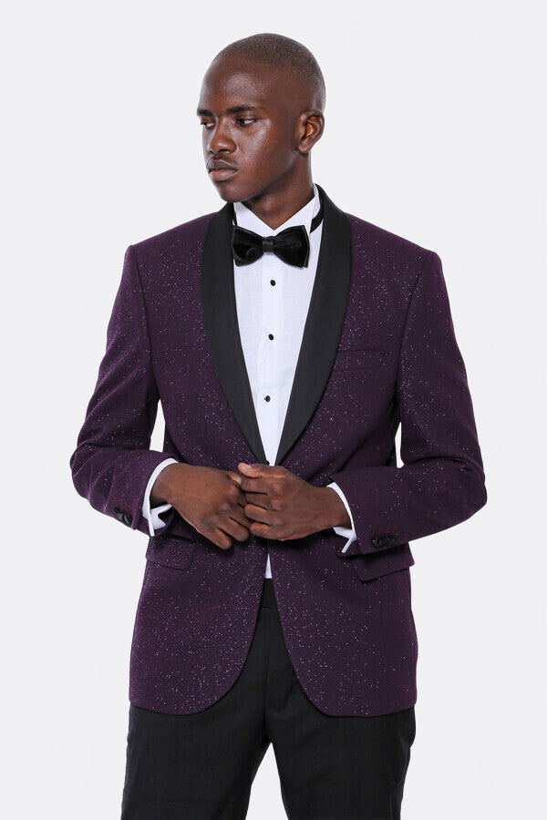 Burgundy Shawl Lapel Tuxedo Jacket - Wessi