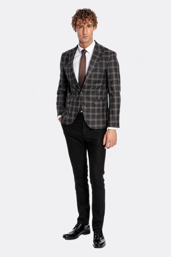 Slim Fit Peak Lapel Black Men Blazer - Wessi