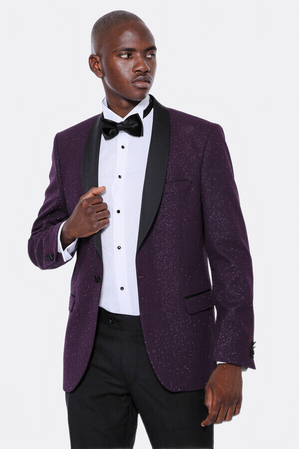 Burgundy Shawl Lapel Tuxedo Jacket - Wessi